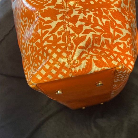Tory Burch Vibrant Orange Floral Tote - Picture 5 of 9